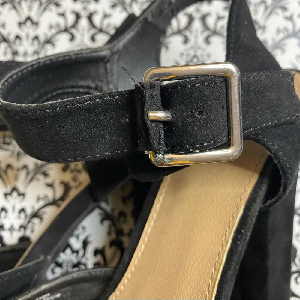 Mossimo : size : 8 : black ‘coco’ suede 5” peep-toe platform sandal pumps heels